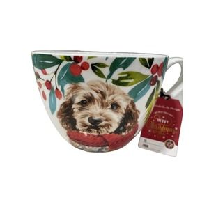 NAUGHTY UNTIL PROVEN NICE Portobello by Design HAVANESE DOODLE Dog In Scarf Mug